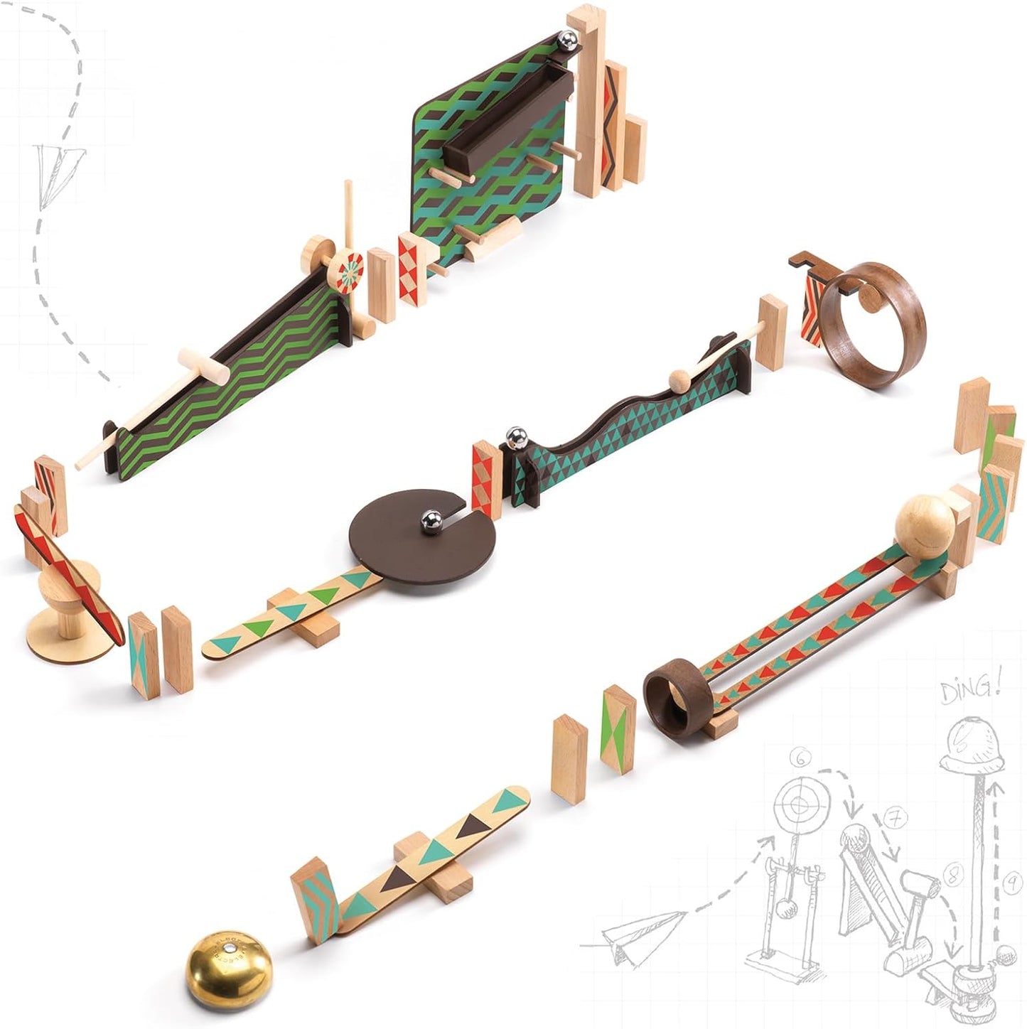 DJECO Zig & Go Big Boum Wall Construction Set (48pcs) - Chain Reaction Game for Kids - Fun & Creative Activity for Friends & Family, Educational Toys for Children 8+ Years Girls & Boys