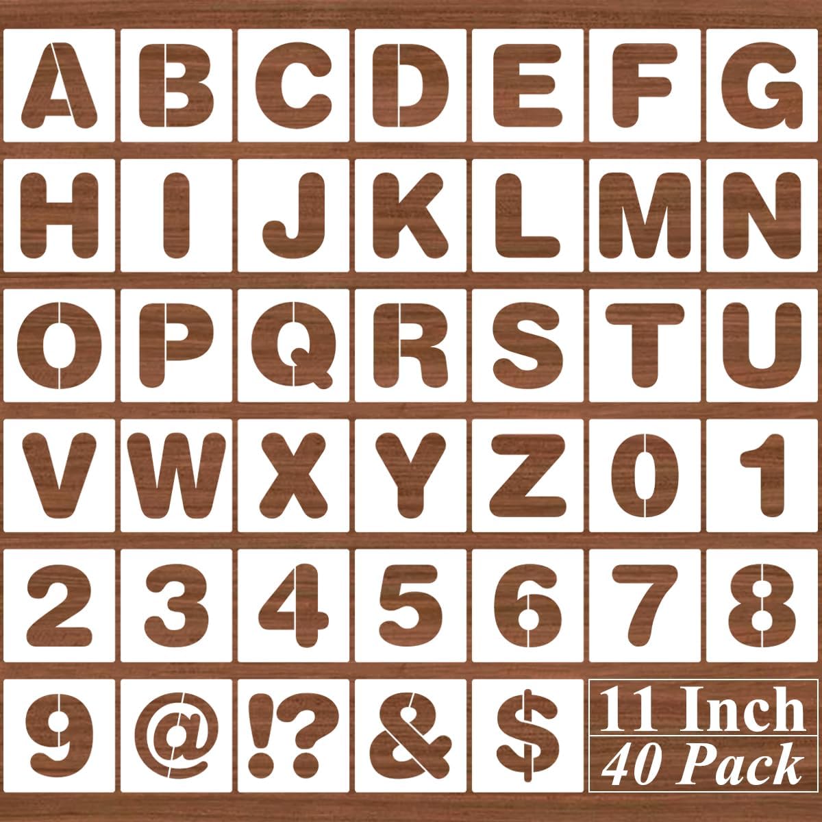 4 Inch Alphabet Letter Stencils - 40 Pack Letter Number Stencil Templates with Signs for Painting on Wood, Reusable Calligraphy Letters Stencils for Chalkboard Fabric Wood Signs