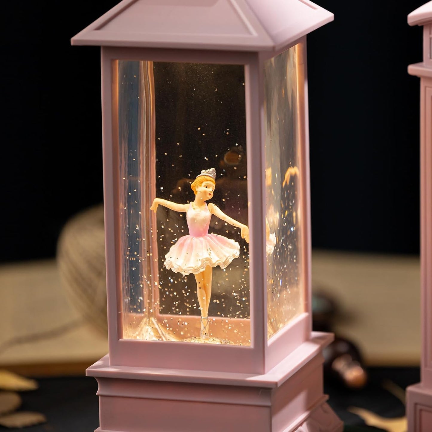 Snow Globe Lantern with Violin Girl – Shatterproof, Glitter Snowglobe 10 Songs Music Box, Led Light, USB or Battery Powered, for Girls Spring Day Gifts Birthday Home Decor Fall Decoration, Silver