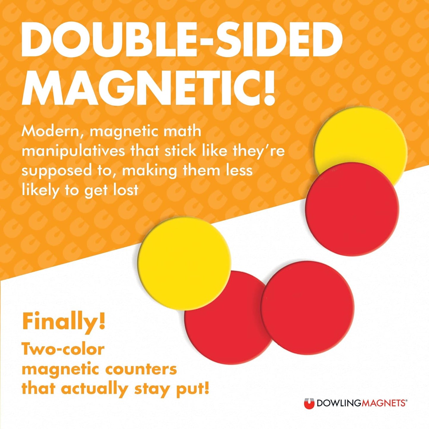 Dowling Magnets Magnetic Two-Color Counters (Red/Yellow, 1 inch Diameter Each), Set of 200. Item 732190. Counters for Kids Math/Math Counters for Kids/Magnetic Math Manipulatives/Montessori Math