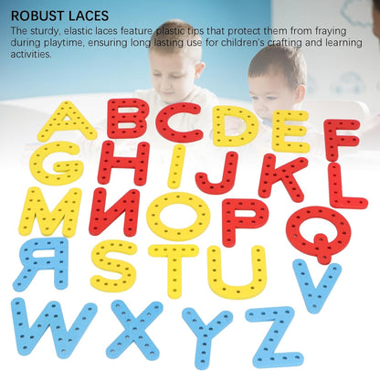 Uppercase Lacing Alphabet, 26 Letters Learning Must Haves, Teacher and Home School Supplies, Alphabet String Letter for Kids, Back to School Supplies