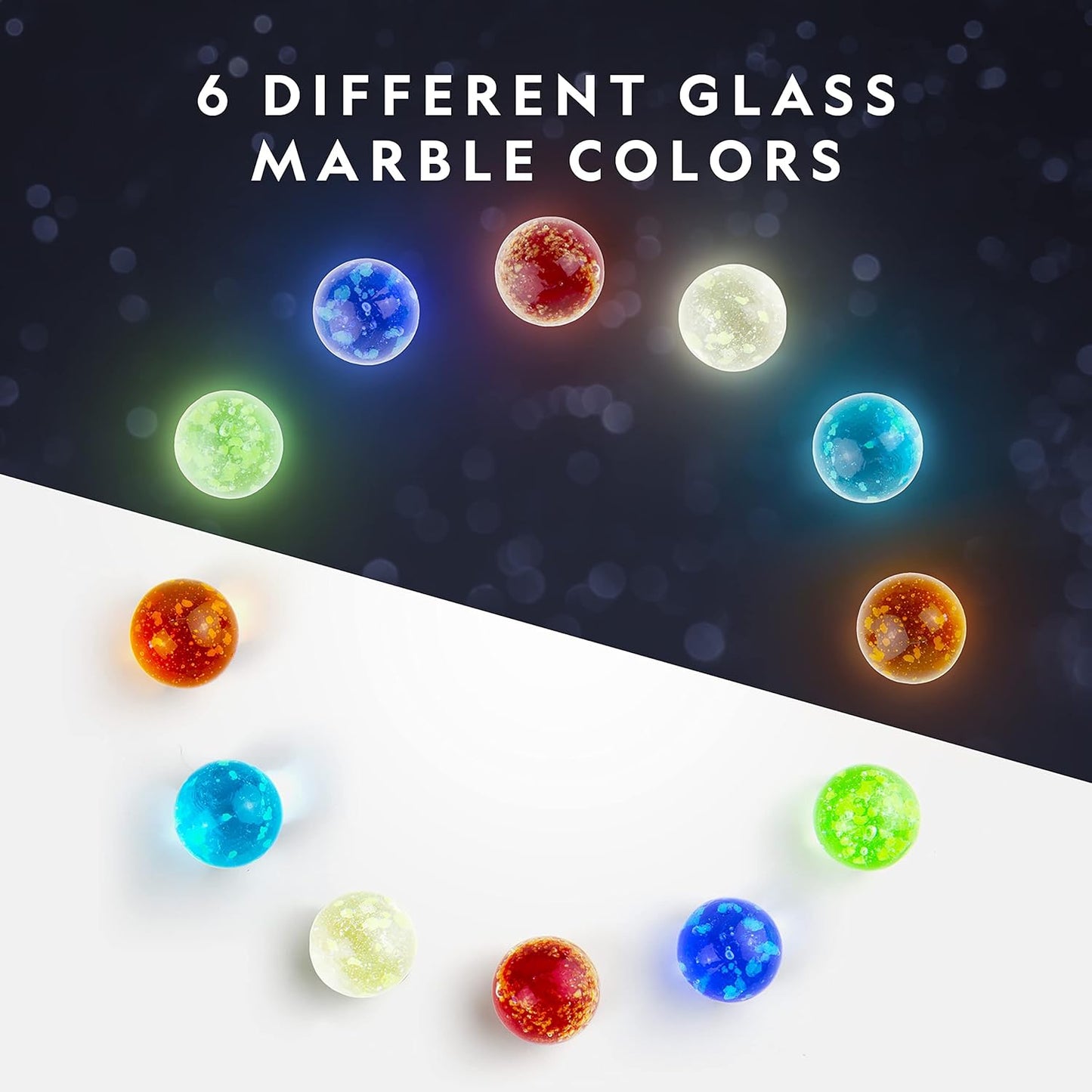 NATIONAL GEOGRAPHIC Glowing Marble Run – Construction Set with 15 Glow in The Dark Glass Marbles & Storage Bag, STEM Gifts for Boys and Girls, Building Project Toy (Amazon Exclusive)