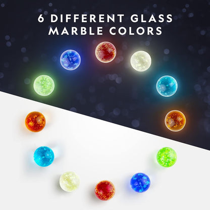 NATIONAL GEOGRAPHIC Glowing Marble Run – Construction Set with 15 Glow in The Dark Glass Marbles & Storage Bag, STEM Gifts for Boys and Girls, Building Project Toy (Amazon Exclusive)