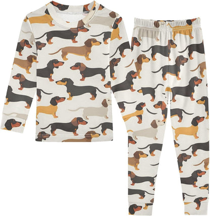 ALAZA Shark Starfish Palm Tree 2 Piece Pajama Set Long Sleeve Top and Pants Sleepwear Unisex - Colors A
