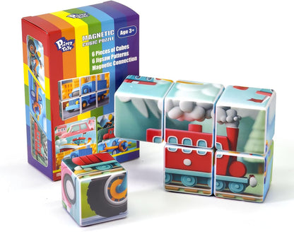Pairez Toys 3D Magnetic Cubic Jigsaw Puzzle Toys for Toddlers, Large Building Blocks Cubes 1.65 Inches, Sensory & Montessori Toys for Kids 3-5