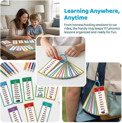 Phonics Flash Cards for Kids Ages 4-8 - 117 Sound Groups & 900+ Rhyming Words, Preschool Kindergarten 1st 2nd Grade Learning Sight Words, Educational Phonics Cards for Toddlers & Kids (White)