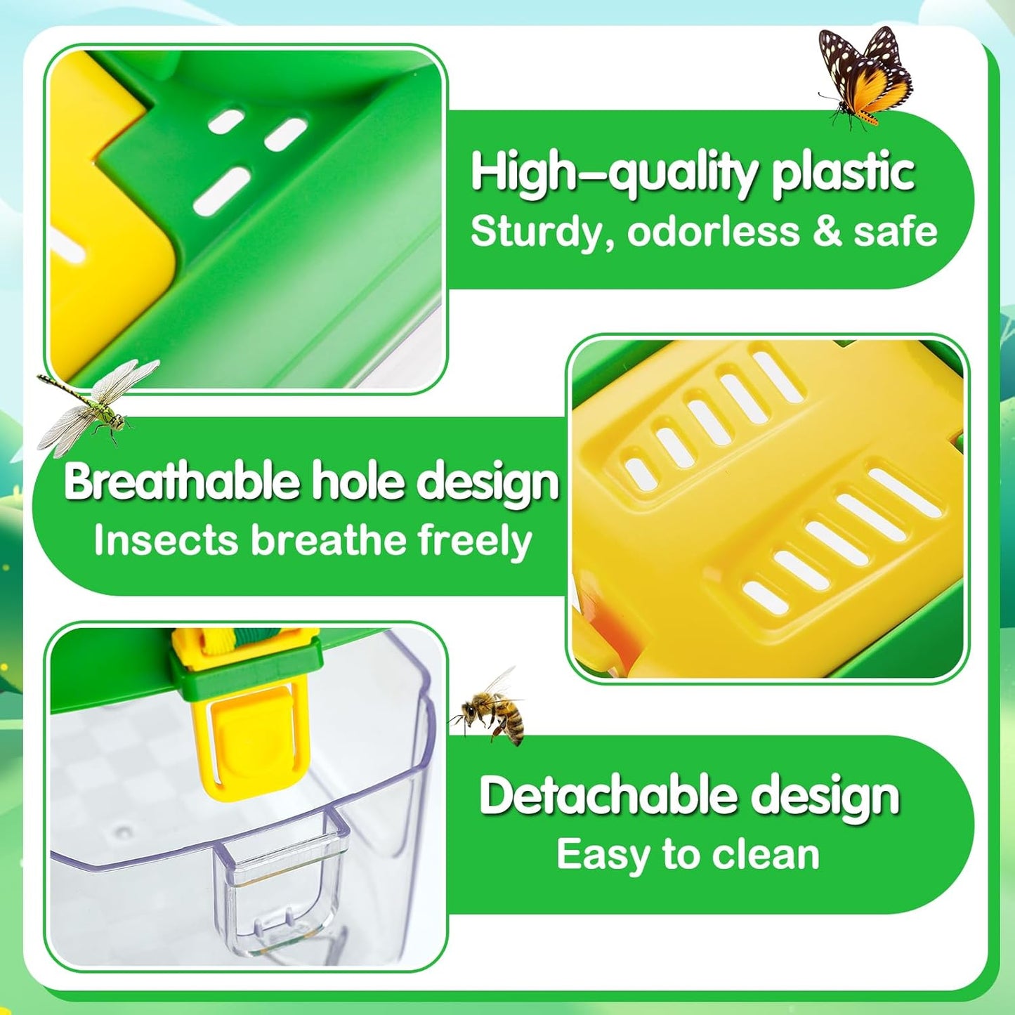 2Sets Bug Catcher for Kids - Sturdy Kids Bug Catching Kit Gifts with Collector Butterfly Net Tweezer, Bugs Habitat Outdoor Explorer Kit for Age 3 4 5 6 7 8, 8Pcs