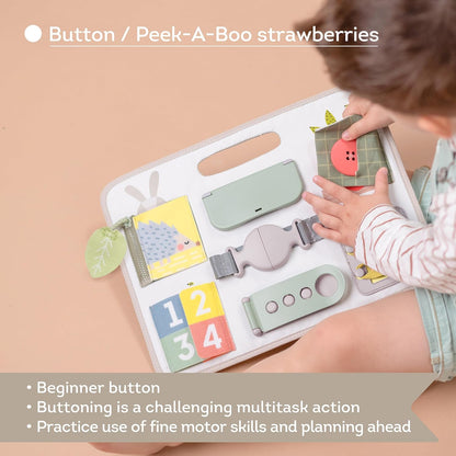 Taf Toys Snap'n Learn Board Busy Board for Toddlers 18 Months & up Montessori Sensory Activity Board Travel Toy Non-Toxic Educational Learning Toy for Boys & Girls Birthday Gift
