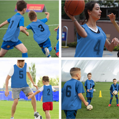 6 Pcs Pinnies Team Practice Vests with Numbers for Child Youth Teen Adult,Ideal for Soccer, Football,Basketball