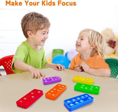 1-20 Ten Frame Pop Board, 6PACK Fidgets for Classroom, Quiet Sensory Toys Bubble Poppers, Pop for Counting Math, Focus Tools for Kids, Montessori Educational Toy Gift for Kindergarten