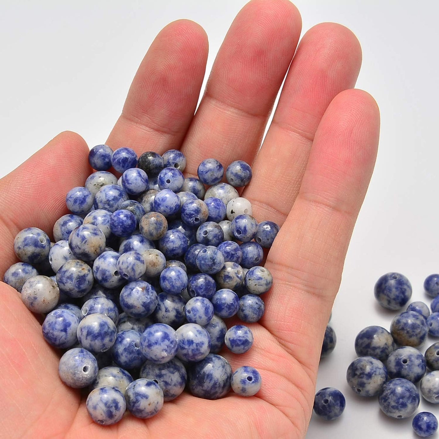 NCB 100pcs Original Natural Stone Beads Gemstone Round Loose Beads 6mm 8mm 10mm (Blue Aventurine, 6mm 100Beads) - Colors A