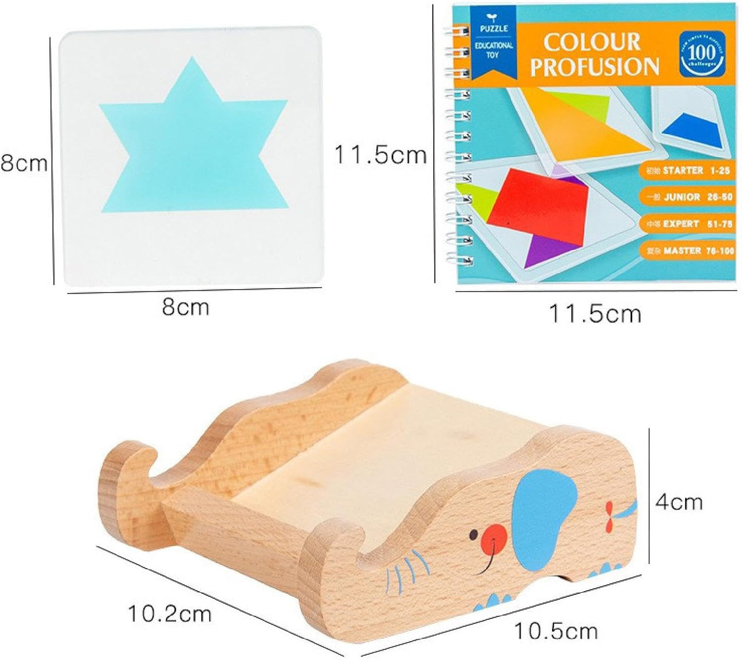 predolo Wooden Pattern Blocks, Brain Teaser Puzzle, Shape Puzzle Tangram Shapes for Focus Reasoning Skills Patience Visual Perception