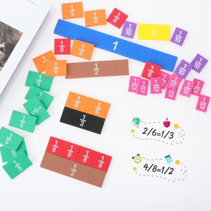 Sayglossy 48 Sets Fraction Tiles Set for Math Classroom Fractions Manipulatives Math Learning Manipulatives for Home School Supplies