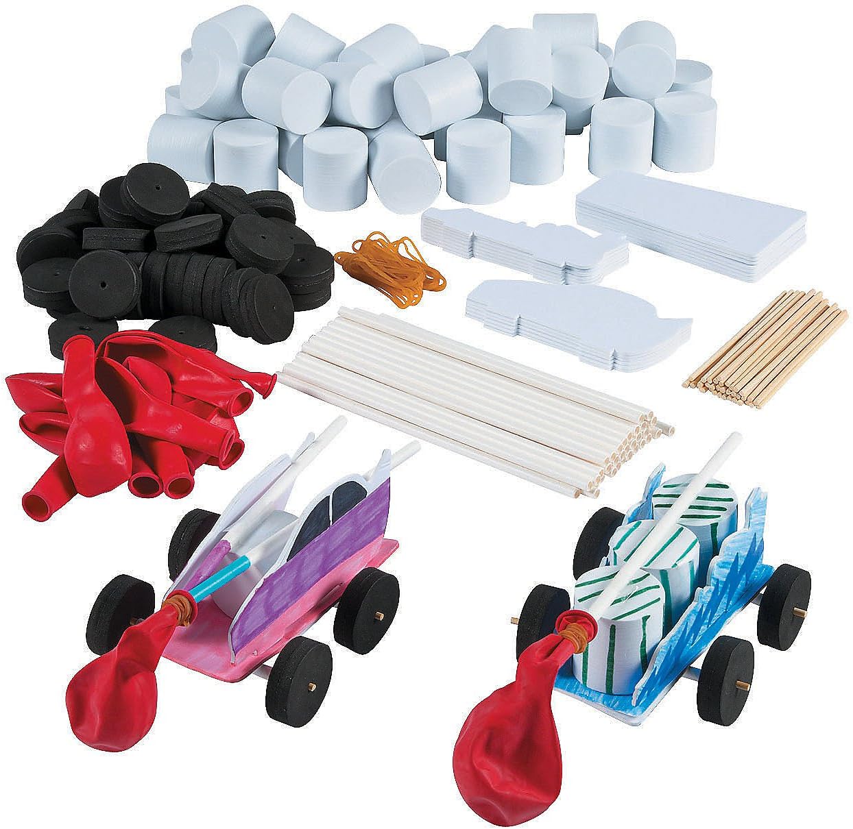 Fun Express DIY Steam Car Craft Kits Makes 10 - STEM Toys Science Kits for Kids Age 5-7 8-12 | Educational Engineering Building Kit for Boys | Hands-On Learning & Education Toys for Science Projects