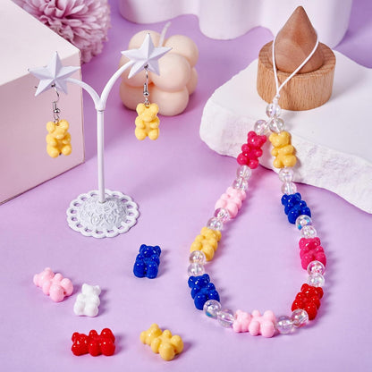 Kissitty 100Pcs Clear Acrylic Bear Beads Cute Bears Loose Beads Bulk Transparent Gummy Bear Spacer Bead Counting Bears for Bracelet Adults Necklace Earring Crafts Bag Key Chain DIY Jewelry Making