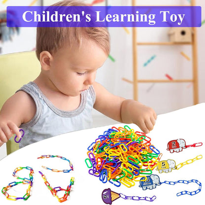 200-Piece Rainbow Plastic Chain Links & Toys - Interlocking C-Clip Bird Cage Accessories for Parakeets, Sugar Gliders, Small Pets (Climbing/Swinging Toys)