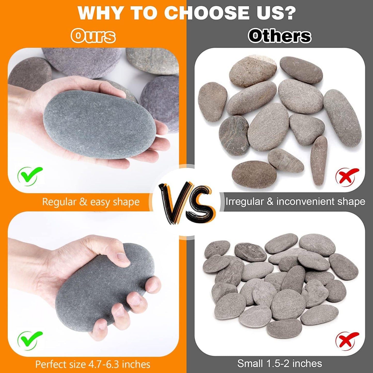River Rocks for Painting 45 Pcs Large 2-3 Inch Flat Smooth Painting Stones Craft Rock to Paint for Kids Crafts Painting Bulk