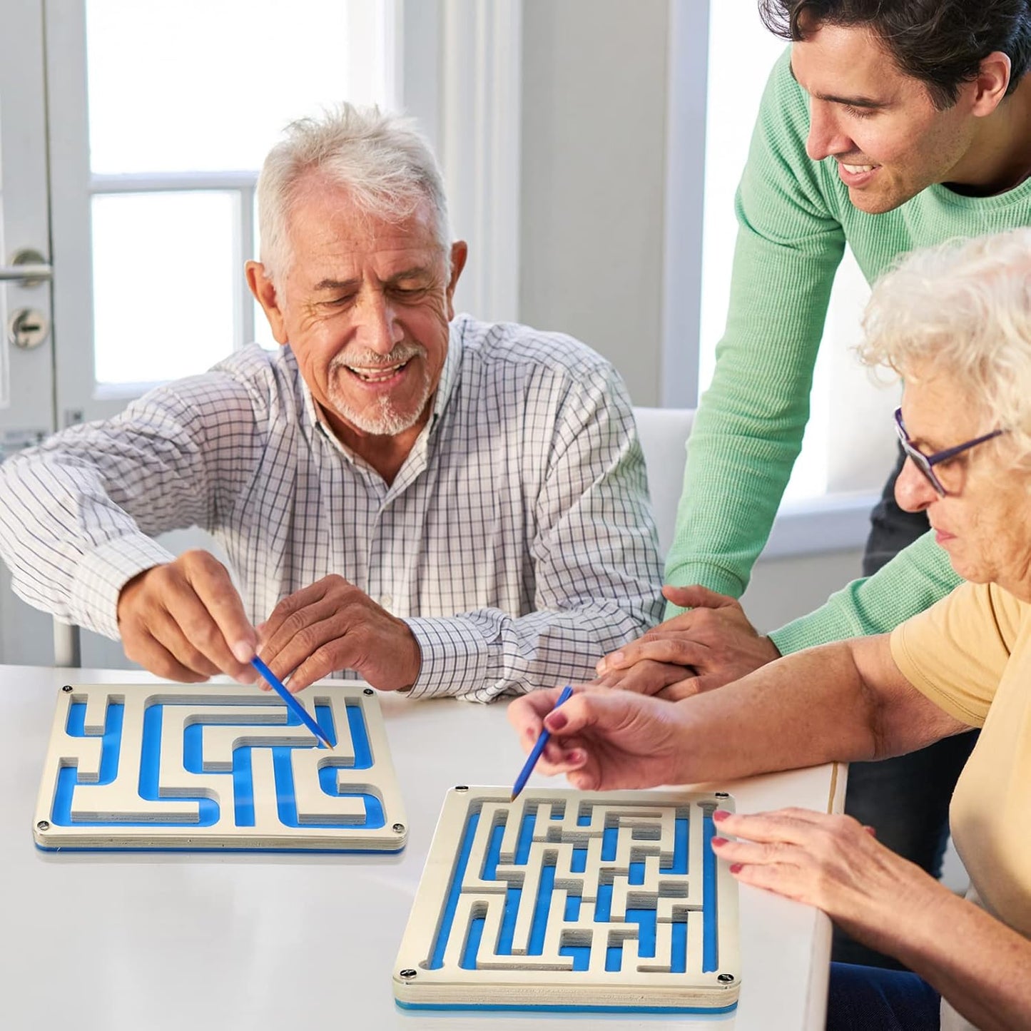 Sintuff 2 Pcs Wooden Maze Circuit Game, Dementia Activities for Seniors Elderly Alzheimers Products Maze Gifts for Alzheimer's Patients, Improving Skills and Coordination, Easy to Hard Levels