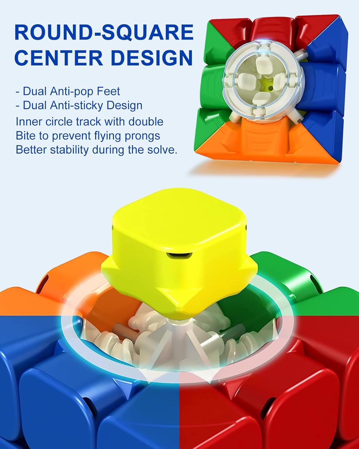 CFMOUR Speed Cube 3x3x3 - Moyu Meilong 3C, Stickerless Magic Cube 3x3, Fast Smooth Turning Vivid Colour 3D Puzzle Brain Toy Travel Games, Turns Quicker Than Original