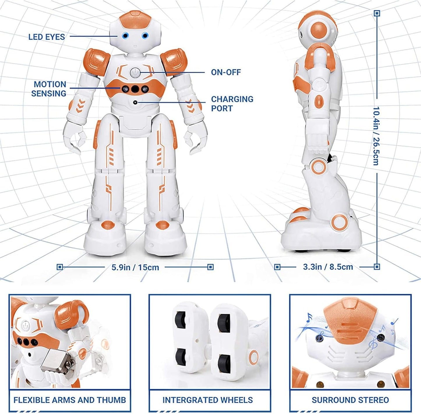 KingsDragon RC Robot Toys for Kids, Gesture & Sensing Programmable Remote Control Smart Robot for Age 3 4 5 6 7 8 Year Old Boys Girls Birthday Gift Present