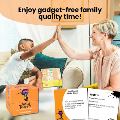 ? WORD TEASERS Junior - Vocabulary Word Game for Kids 8+ - Fun Family Conversation Starters - Reading Games for Elementary & Middle School - 150 Vocabulary Flash Cards/Conversation Cards