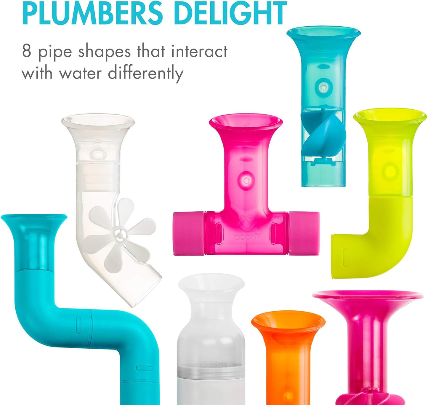 Boon Bundle Baby and Toddler Bath Toys - Includes Boon Pipes, Cogs, and Tubes Bathtub Toys - Toddler Sensory Toys - Multicolored - 13 Count - Ages 12 Months and Up