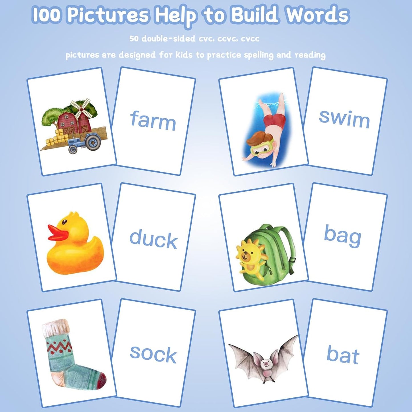 Alened Phonics Flash Cards for Kids 3-8, Sight Words Flash Cards for Kindergarten 1st 2nd 3rd Grade, CVC CVCC CCVC Word Builder, Homeschool & Classroom Phonics Learning Supplies