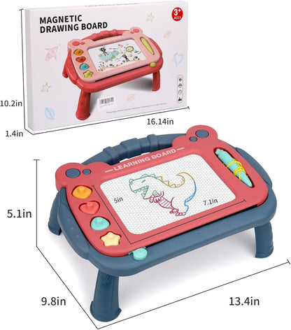 HCFJEH Magnetic Drawing Board, Sketch Doodle Board Pad Toy, Educational Learning Toys for Toddlers 3, Learning Toys for Baby Kids Boys Girls 3 Year Old Birthday Gift (Red)