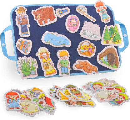 CHEFAN Felt/Flannel Board Story Set of 4, PRECUT Felt Pieces for Preschool Toddlers Circle Time,We are Going On A Bear Hunt, Mary Had A Little Lamb, Little Bo-Peep, Little Boy Blue