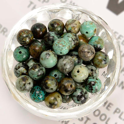 NCB 100pcs Original Natural Stone Beads Gemstone Round Loose Beads 6mm 8mm 10mm (Blue Aventurine, 6mm 100Beads) - Colors A