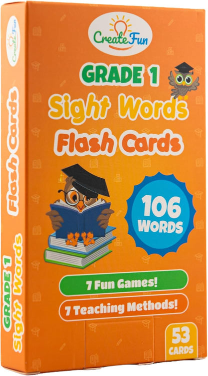 106 Sight Words Flash Cards Pre K for Ages 3-4, Dolch & Fry Sight Word Reading Games, Homeschool Supplies for Preschool with 7 Educational Game Ideas