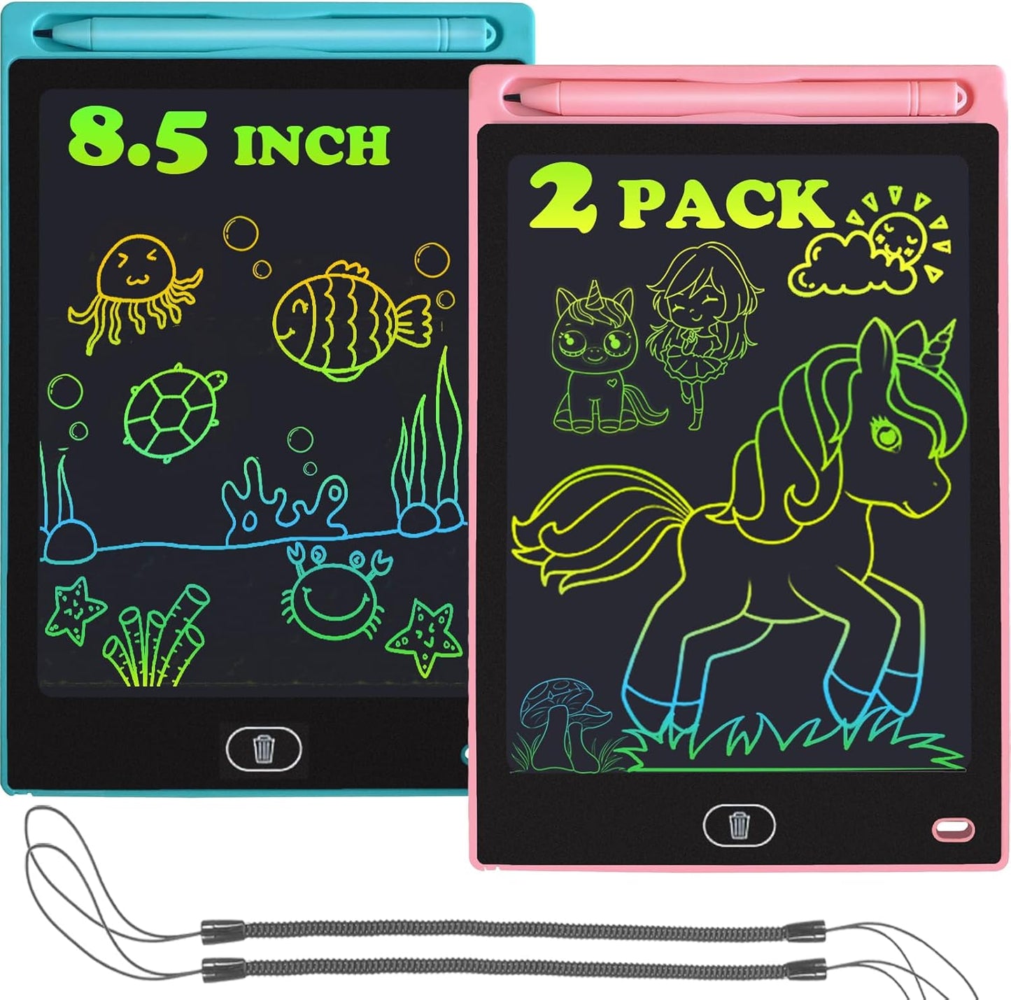 6 Pack LCD Writing Tablet for Kids Toys 8.5 Inch Colorful Doodle Board Bulk, Eye-Protection Drawing Pad Toddler Travel Essentials Toys for 3-8 Year Old Boys Girls, Birthday Xmas Gifts