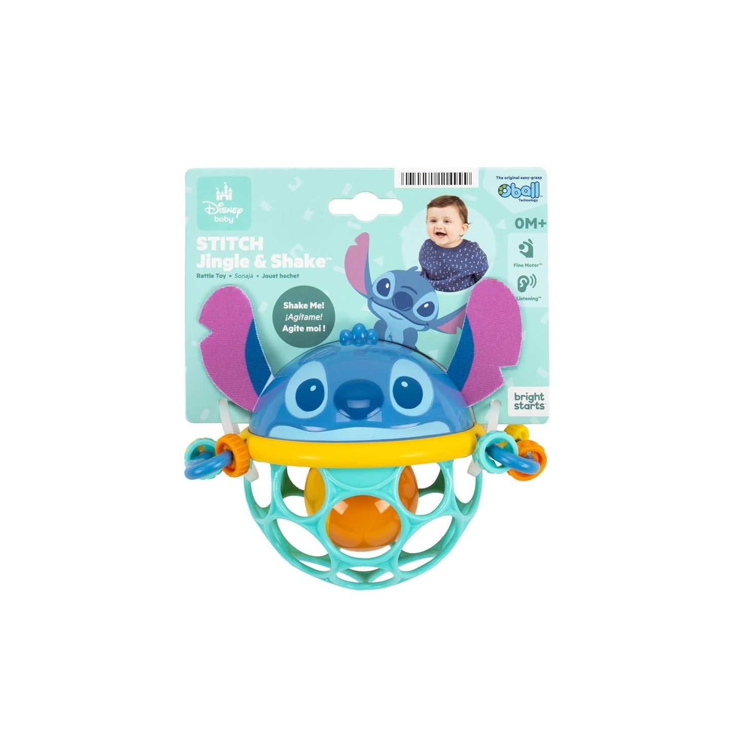 Bright Starts Oball Musical Toy, Jingle & Shake Pal, BPA-Free Easy-Grasp Baby Rattle Toy, Ages Newborn+