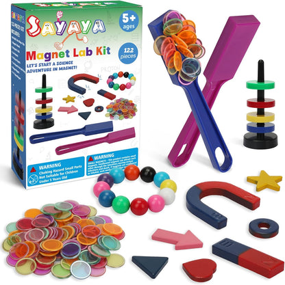 SAYAYA 228 PCS Magnetic Science Kit for Kids - Magnetic Balls, Bingo Wands with Chips, STEM Learning Set Magnet Toys for Classroom, Back to School Supplies, Educational Activities Gift for Boys Girls