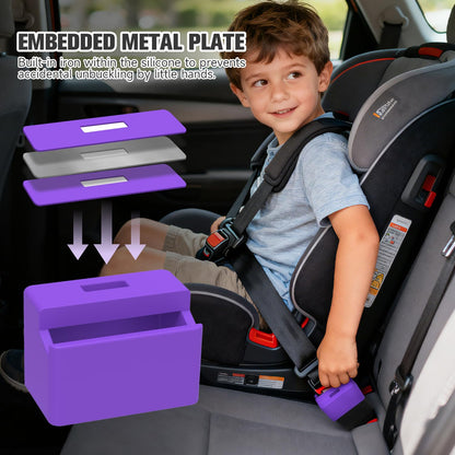 Morlike Silicone Seatbelt Secure Buckle Safety Cover Lock | Keep Children Safe in Car Seat and Prevent Kids from Accidentally Unbuckling | Buckle Guard Fits Almost Vehicles (red,2PACK)