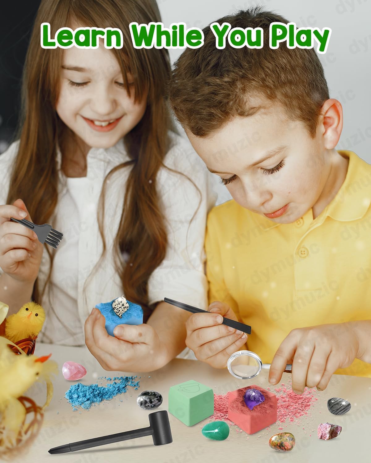 Advent Calendar 2025 Kids, Gemstone Dig Kit Advent Calendar - Dig Up 24 Real Gemstones, Rokcs, and Crystals, Gem Digging Kit, Gift for Girls and Boys,