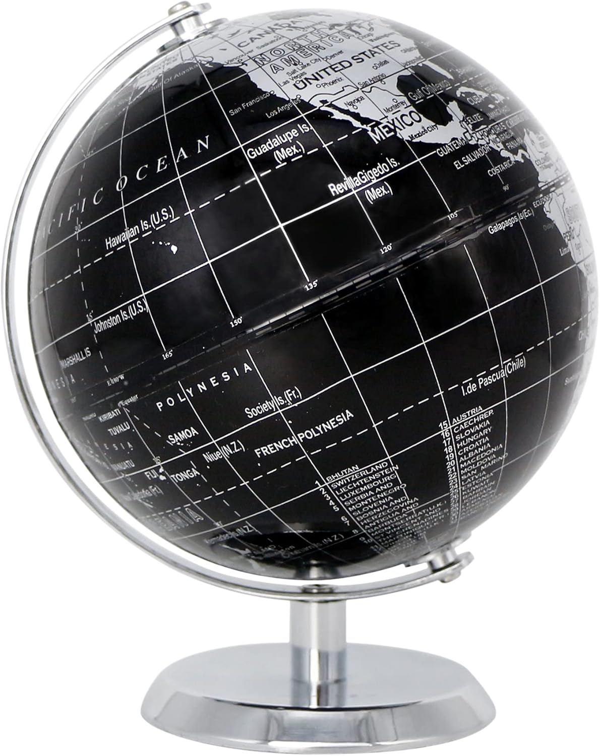 Political Globe Dia 5.5-inch / 14cm- Educational/Geographic - Stainless Steel Arc and Base - School, Home, and Office