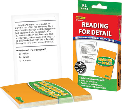 Edupress Reading Comprehension Practice Cards, Informational Text, Red Level (EP63437) Medium