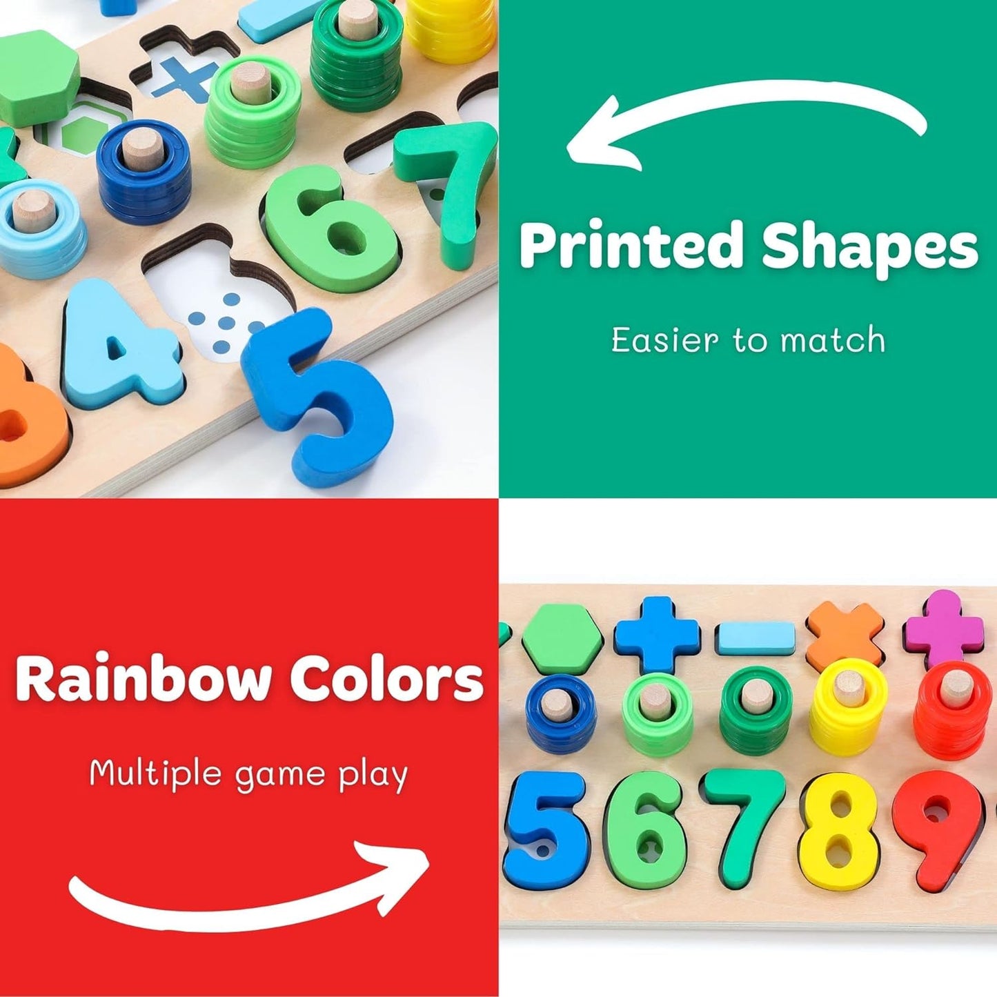 GeroCrew Toddler Montessori Toys Teaches Number, Counting, Math, Stacking Fun Preschool Learning Activates for Boy and Girl | Year Old Boy Gifts and Beyond! (Macaron)