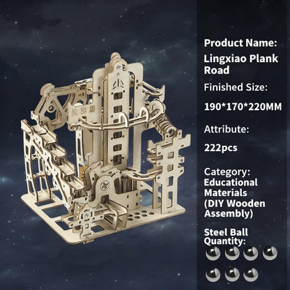 Adult 3D Wooden Spiral Walkway Marble Run Assembly Kit, DIY Mechanical Model Building Set, Educational STEM Puzzle Desktop Toy, Birthday Gift for Teens Aged 14 and up, All-new Upgraded Deluxe Edition