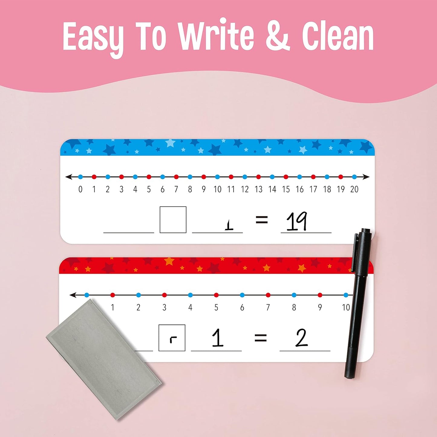 8 Packs Magnetic Number Line Boards, Dry Erase Writable and Erasable Math Board Addition & Subtraction White Board Magnets for Kids, Students, Classroom and Home (Each Measures 12” x 3.5”)