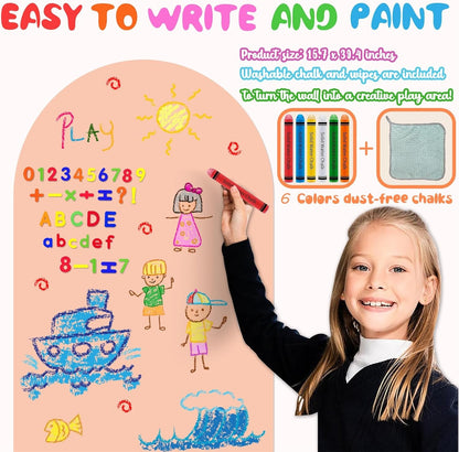 8 PCS Magnetic Wall Decals for Kids Magnetic Chalkboard Peel and Stick Magnet Sheets Board Sticker Tangram Puzzle Self Adhesive Contact Paper Dry Erase Blackboard for Playroom Homeschool 15.7"x10.4"