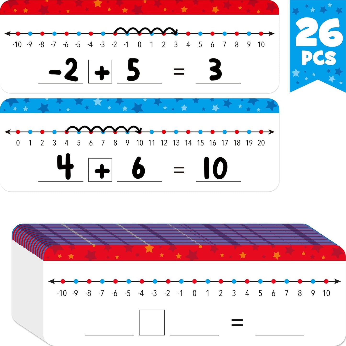8 Packs Magnetic Number Line Boards, Dry Erase Writable and Erasable Math Board Addition & Subtraction White Board Magnets for Kids, Students, Classroom and Home (Each Measures 12” x 3.5”)
