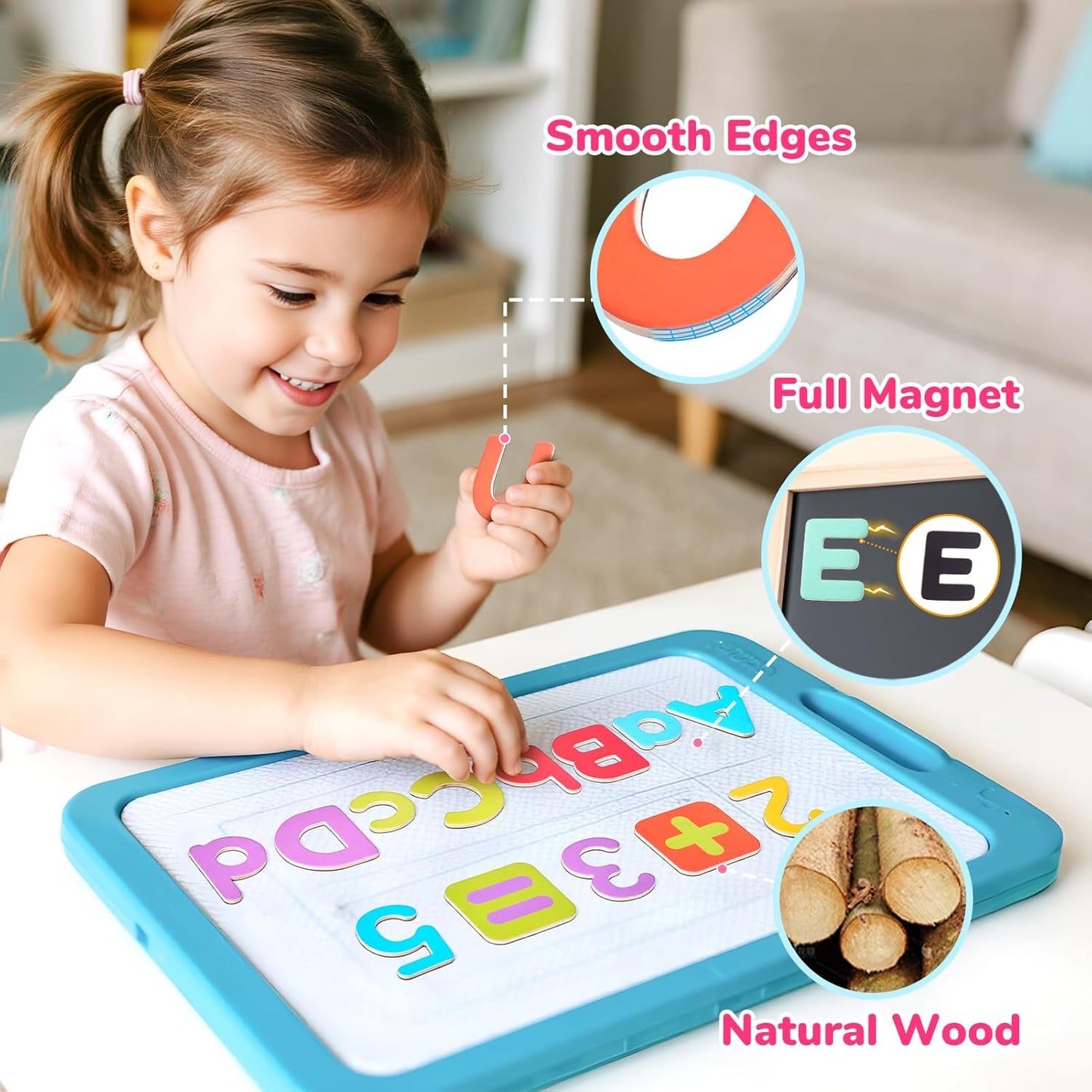 JoyCat Wooden Magnetic Letters and Numbers, Large Size Alphabet ABC 123 Fridge Magnets for Toddlers & Kids, Uppercase Lowercase, Preschool Spelling Learning Refrigerator Gift Toy Set (89 PCS)