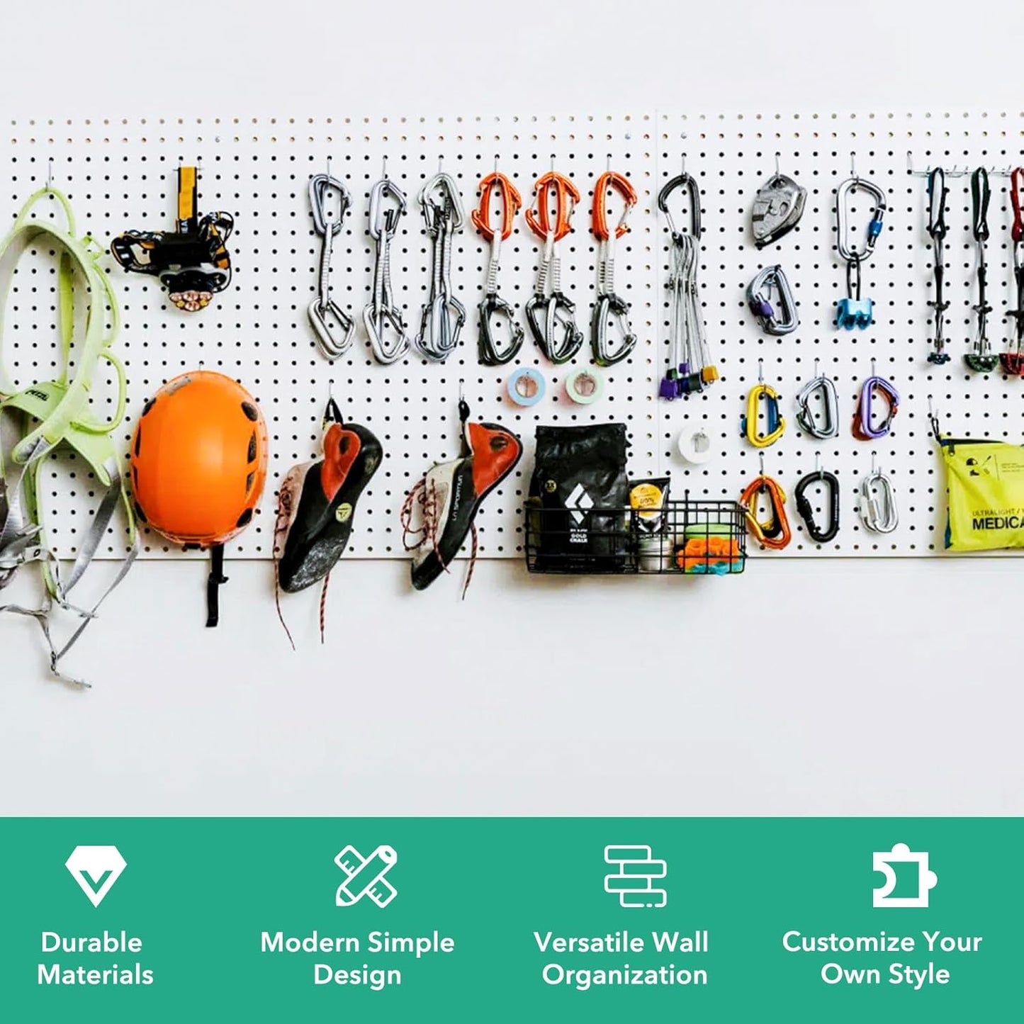 6Pcs Pegboard, Peg Board, Pegboard Wall Organizer, Mount Display Pegboard Kits fit Pegboard Storage, Small Pegboard for Craft Room Garage Kitchen, Peg Boards for Walls - White Pegboards Panels