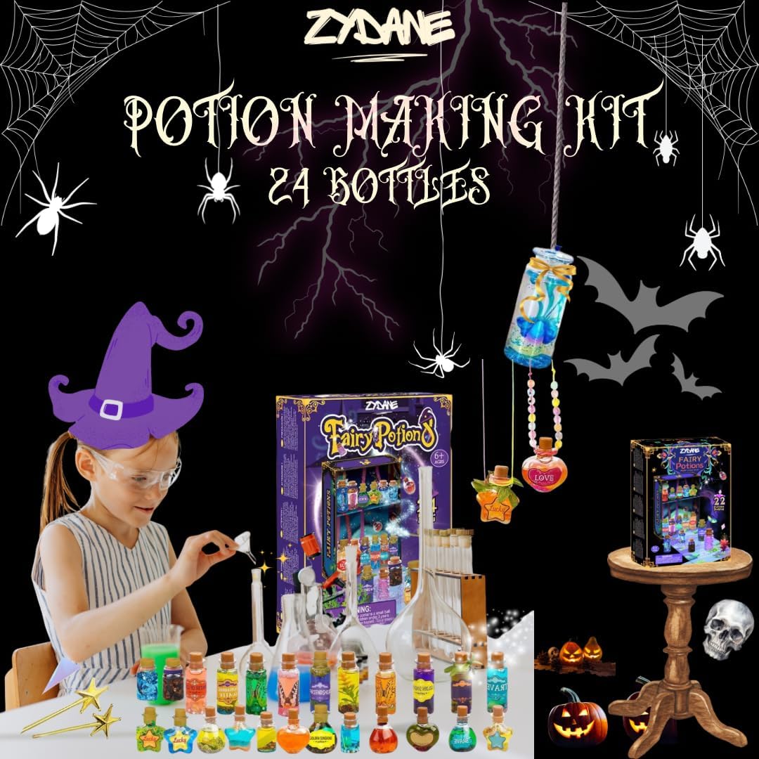 Fairy Potion Making Kit for Kids - Birthday Gifts for Girls Ages 6 7 8 9 10 Ideas for Girls 8-10 - Arts and Crafts Toys for Kids 6-8 - 24 Bottle Magical Workshop Craft Set