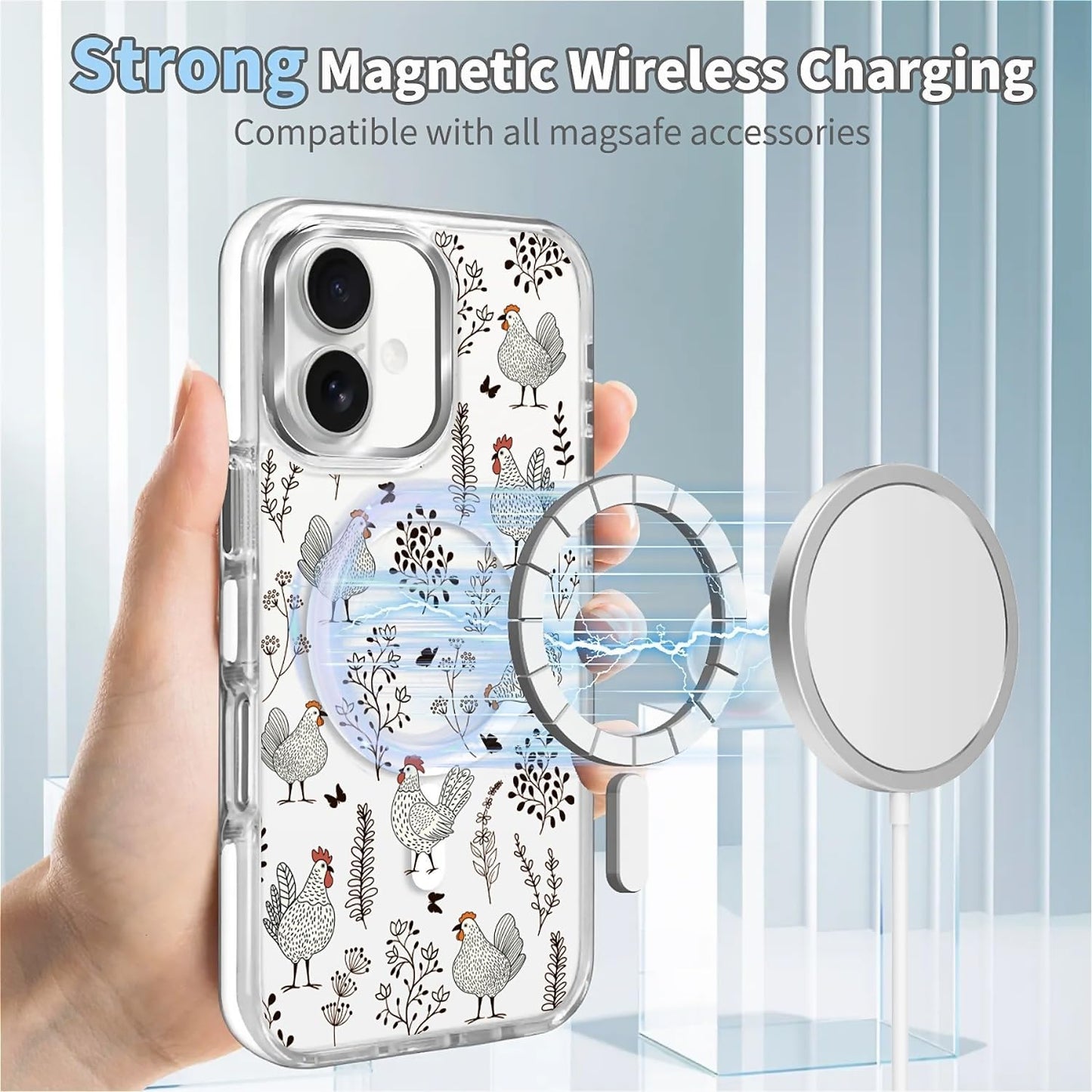 for iPhone 17 Pro Max Case [Compatible with Magsafe],Girls Women Clear Magnetic Case Silicone Shockproof Protective Cover with Pattern Colorful Motivational Letters