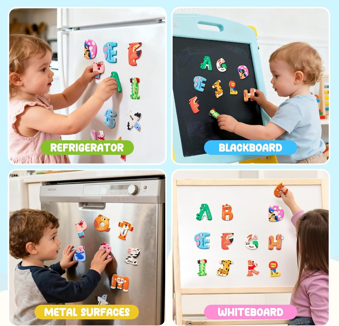 JoyCat Magnetic Letters and Numbers Fridge Magnets, Soft PVC Learning Refrigerator Toy Set for Kids & Toddlers, 26 Animal Alphabet Letters and 0-9 Numbers, Birthday Gifts for Baby Boys and Girls
