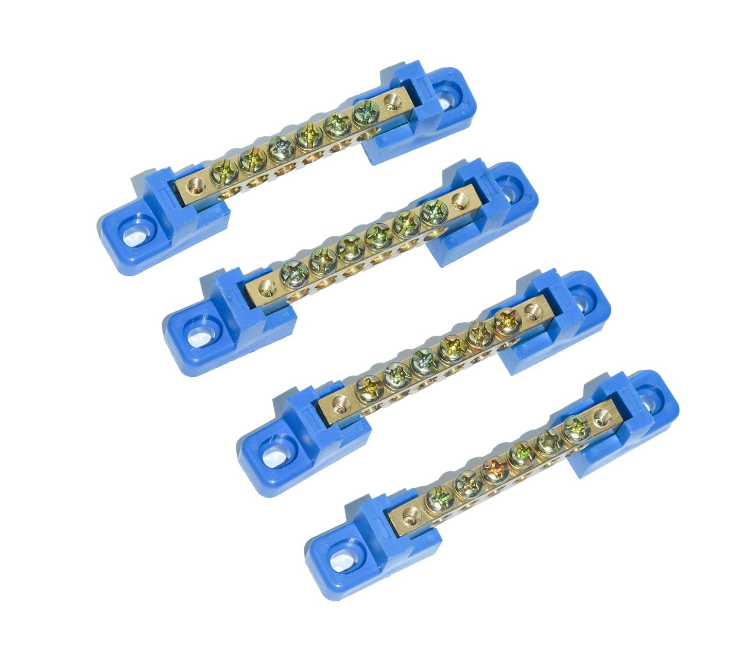 10 Positions Terminal Bus Bar Block 6 Pack Brass Wire Screw for Car Boat Marine Ground Power Distribution Grounding Electrical Bars Strip Block for 12V-110V, Blue