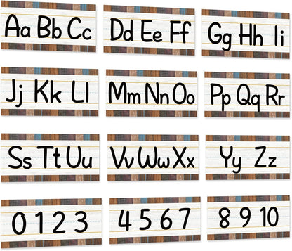 gisgfim 12 Pieces Alphabet Bulletin Board Strips Set Boho Rainbow Alphabet Line ABC Alphabet Banner & Number Border Posters for Preschool Kindergarten Classroom Playroom Bedroom (Boho)